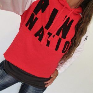New VS PINK Sweatshirt Size Large Red & White Graphic Hoodie